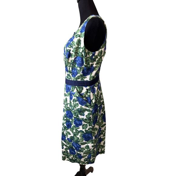 MILLY of New York Women's Blue Green Floral Sleeveless Sheath Dress Size 8 - Picture 2 of 8